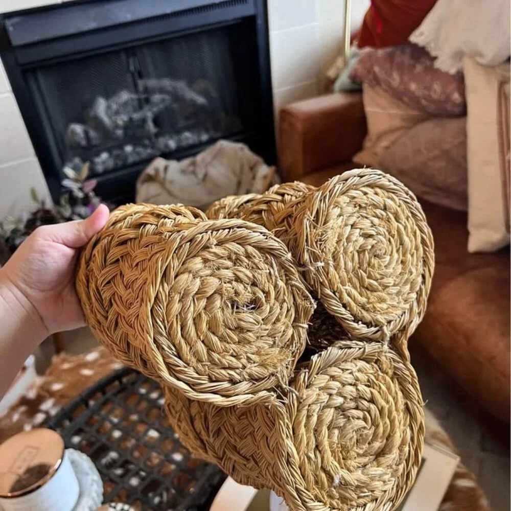 Ranch Craft Originals Woven Rope Coastal Cottage Utensil Caddy or Wine Carrier